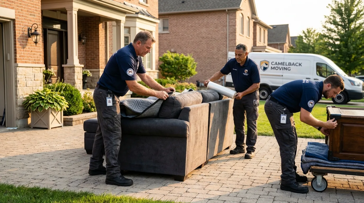 Large estate moving crew wrapping furniture in Clovis, CA